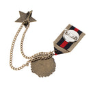 Retro Navy Style Pentagram Medal Chain Brooch Lapel Pin Unisex Jewelry