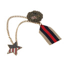 Retro Navy Style Pentagram Medal Chain Brooch Lapel Pin Unisex Jewelry