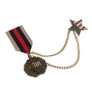Retro Navy Style Pentagram Medal Chain Brooch Lapel Pin Unisex Jewelry