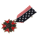 Vintage Mens Military Uniform Star Crown Medal Brooch U.S.A Natioal Day Gift