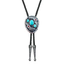 Western Cowboy Native American Turquoise Flower Pattern Bolo Ties Rodeo Necktie