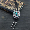 Western Cowboy Native American Turquoise Flower Pattern Bolo Ties Rodeo Necktie
