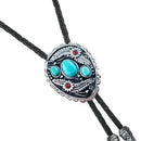 Western Cowboy Native American Turquoise Flower Pattern Bolo Ties Rodeo Necktie