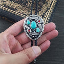Western Cowboy Native American Turquoise Flower Pattern Bolo Ties Rodeo Necktie