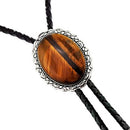 Fashion Western Cowboy Natural Tiger Eye Stone Bolo Tie Rodeo Necktie Bootlace Tie