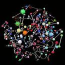 60pcs Stainless Steel Tongue Lip Eyebrow Nose Stud Belly Ring Set Colorful