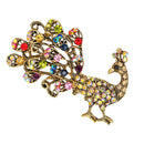 Vintage Unisex Animal Peacock Alloy Crystal Rhinestone Brooch Collar Pin