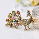 Vintage Unisex Animal Peacock Alloy Crystal Rhinestone Brooch Collar Pin
