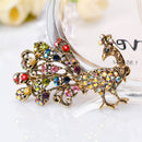Vintage Unisex Animal Peacock Alloy Crystal Rhinestone Brooch Collar Pin