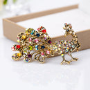 Vintage Unisex Animal Peacock Alloy Crystal Rhinestone Brooch Collar Pin