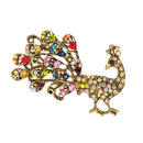 Vintage Unisex Animal Peacock Alloy Crystal Rhinestone Brooch Collar Pin