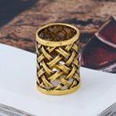 Women Gold Simple Hollow Mesh Silk Scarves Buckles Ring Jewelry Simple Unique Design