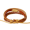Khaki Vintage Woven PU Leather Rope Bangle Braided Adjustable Bracelets Accessory
