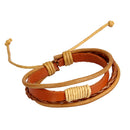 Khaki Vintage Woven PU Leather Rope Bangle Braided Adjustable Bracelets Accessory
