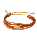 Khaki Vintage Woven PU Leather Rope Bangle Braided Adjustable Bracelets Accessory