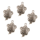 5 Pieces Double Side Filigree Heart Connectors DIY Bracelet Necklace Clasps