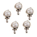 5 Pieces Round Locket with Imitation Pearl Clasp Connector DIY Jewelry Craft