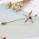 Simple Starfish Sea Star Blue Drill Long Brooch Pins Suit Lapel Pin Accesory
