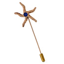 Simple Starfish Sea Star Blue Drill Long Brooch Pins Suit Lapel Pin Accesory