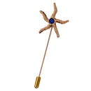 Simple Starfish Sea Star Blue Drill Long Brooch Pins Suit Lapel Pin Accesory