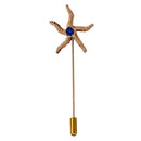 Simple Starfish Sea Star Blue Drill Long Brooch Pins Suit Lapel Pin Accesory