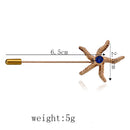 Simple Starfish Sea Star Blue Drill Long Brooch Pins Suit Lapel Pin Accesory