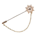 Simple Men's Navy Wind Helm Rudder Brooch Suit Collar Pin Clothing Art Decor