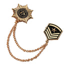 Retro Alloy Chain Brooch Pins Anise Star Shield Army Badge Mens Accessories