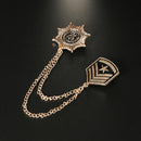 Retro Alloy Chain Brooch Pins Anise Star Shield Army Badge Mens Accessories