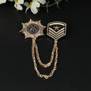 Retro Alloy Chain Brooch Pins Anise Star Shield Army Badge Mens Accessories