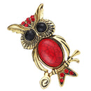 Red Rhinestone Turquoise Owl Branch Brooch Pin Breastpin Badge Pin Jewelry