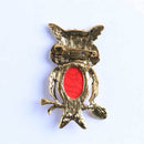 Red Rhinestone Turquoise Owl Branch Brooch Pin Breastpin Badge Pin Jewelry