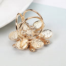 Elegant Triple-ring Buckle Rhinestone Opal Stone Flower Brooch Shawl Clip