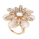 Elegant Triple-ring Buckle Rhinestone Opal Stone Flower Brooch Shawl Clip