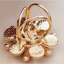 Elegant Triple-ring Buckle Rhinestone Opal Stone Flower Brooch Shawl Clip