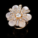 Elegant Triple-ring Buckle Rhinestone Opal Stone Flower Brooch Shawl Clip