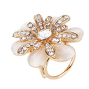 Elegant Triple-ring Buckle Rhinestone Opal Stone Flower Brooch Shawl Clip