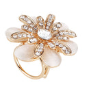 Elegant Triple-ring Buckle Rhinestone Opal Stone Flower Brooch Shawl Clip