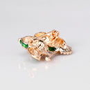 Novelty Owls Lover Brooch Pin Vintage Women's Rhinestone Green Enamel Alloy Brooch