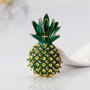 Lovely Green Leaves Pineapple Lapel Pin Badge Corsage Ladies Rhinestone Fruit Brooch Wedding Party Jewelry Gift