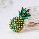 Lovely Green Leaves Pineapple Lapel Pin Badge Corsage Ladies Rhinestone Fruit Brooch Wedding Party Jewelry Gift