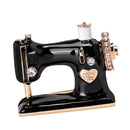Antique Enamel Black Sewing Machine Pin Corsage Rhinestone Brooch Jewelry Clothing Accessory