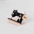 Antique Enamel Black Sewing Machine Pin Corsage Rhinestone Brooch Jewelry Clothing Accessory