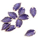 10pcs Purple Enamel Leaf Pendant DIY Charms Beads fit Necklace Bracelet