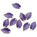 10pcs Purple Enamel Leaf Pendant DIY Charms Beads fit Necklace Bracelet
