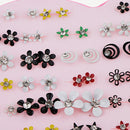 36 Pairs Resin Rhinestone Crystal Flower Ear Stud Fashion Charms Jewelry