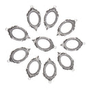 10Pcs Antique Silver Craft Alloy Oval Metal Lace Hollow Pendant Necklace