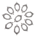 10Pcs Antique Silver Craft Alloy Oval Metal Lace Hollow Pendant Necklace