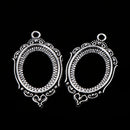 10Pcs Antique Silver Craft Alloy Oval Metal Lace Hollow Pendant Necklace