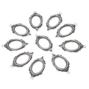 10Pcs Antique Silver Craft Alloy Oval Metal Lace Hollow Pendant Necklace
